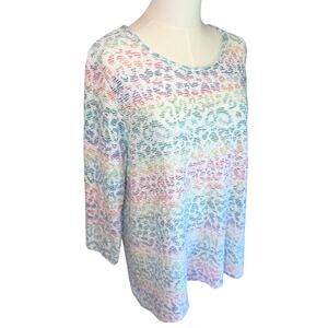 Alfred Dunner Rainbow Animal Print Asymmetric Hem Women’s XL